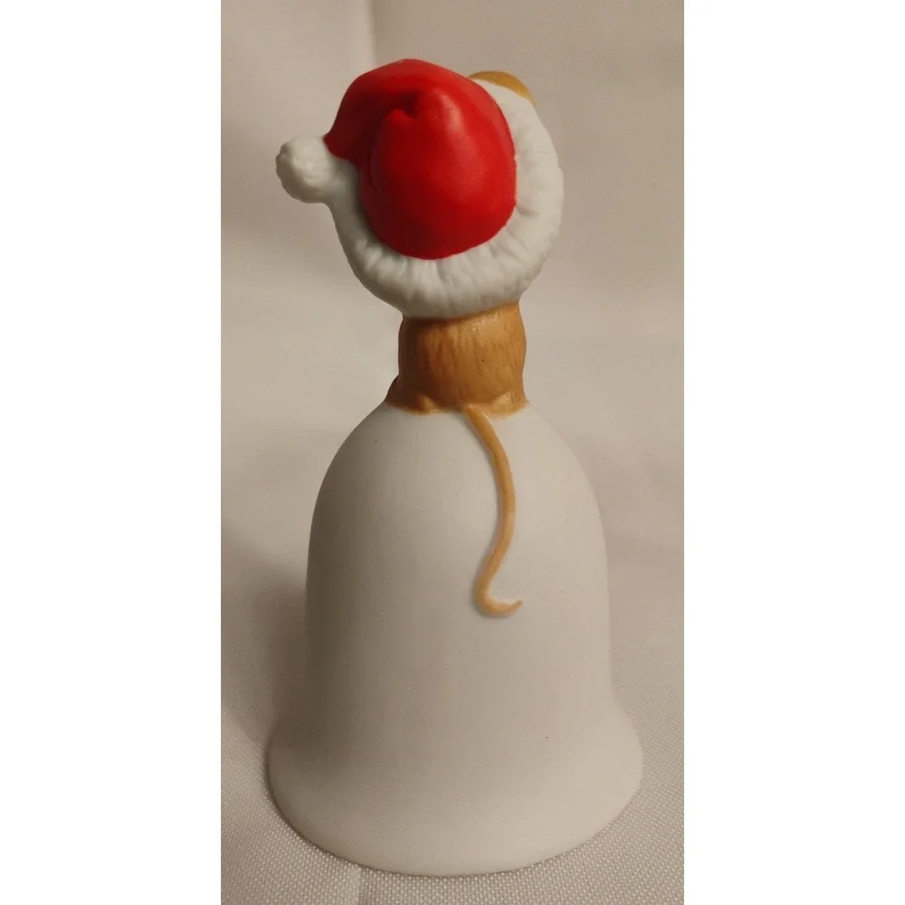 Vintage Christmas Porcelain Bell Bells 2pc Lot Santa Bear Mouse‎ Decorations